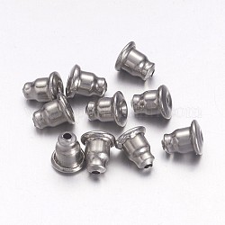 304 Stainless Steel Ear Nuts, Bullet Earring Backs, Stainless Steel Color, 6x5mm