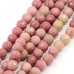 Chapelets de perles en rhodonite naturelle, teinte, facette, ronde, rose, 12mm, Trou: 1mm, Environ 31 pcs/chapelet, 15 pouce