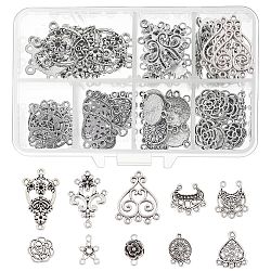 SUNNYCLUE Tibetan Style Alloy Chandelier Components, Mixed Shapes, Antique Silver, 60pcs/box