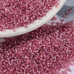 Miyuki runde Rocailles Perlen, japanische Saatperlen, (rr556) gefärbter rosafarbener Alabaster, 15/0, 1.5 mm, Bohrung: 0.7 mm, über 5555pcs / Flasche, 10 g / Flasche