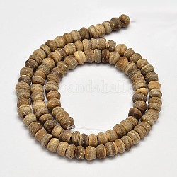 Chapelets de perles en rondelles de noix de coco naturelles, verge d'or noir, 4~8x2~6mm, Trou: 1mm, environ