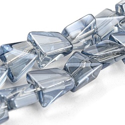 Brins de perles de verre transparentes plaquées lustre, galvanoplastie, polygone facettes, gris ardoise, 8x7x5mm, Trou: 1mm, Environ 80 pcs/chapelet, 25.04 pouce (63.6 cm)