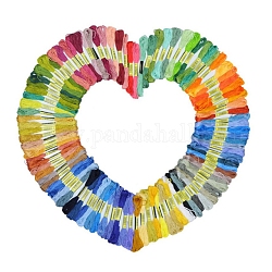 100 Skeins 100 Colors 6-Ply Polyester Embroidery Floss, Cross-Stitch Threads, Mixed Color, 0.4mm, about 8.75 Yards(8m)/skein, 1 skein/color