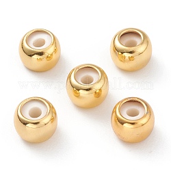 Perline in ottone, gomma all'interno, perle scorrevoli, branelli del tappo, placcato di lunga durata, rondelle, vero placcato oro 18k, 7x5mm, Foro: 2 mm