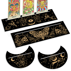 4 stücke 4 stil holz tarot kartenständer halter, Tarotkarten-Altarständer, für Hexen-Wahrsagewerkzeuge, Mond & Rechteck, Gemischte Muster, 76~96x120~254x3.5 mm, 1pc / style