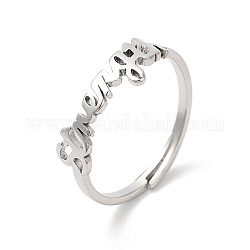 304 anillo ajustable con palabra de acero inoxidable., color acero inoxidable, diámetro interior: 17 mm