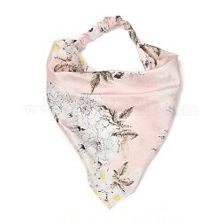 Diademas elásticas de satén para niñas, accesorios para el cabello bufanda triangular, patrón de flores, rosa, 278x245x2mm, diámetro interior: 110 mm