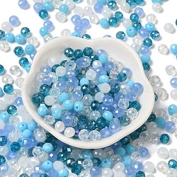 Perles en verre, facette, rondelle, lumière bleu ciel, 6x5mm, Trou: 1mm, environ 2360 pcs/500 g