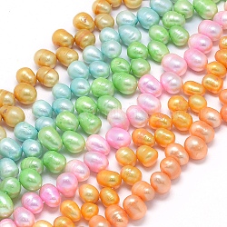 Fili di perle d'acqua dolce coltivate naturali tinte, patata, colore misto, 11~12x8~9mm, Foro: 0.8 mm, circa 58pcs/filo, 14.9 pollice ~ 15.7 pollici (38~40 cm)
