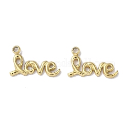 304 Stainless Steel Charms, Word Love Charm, Real 18K Gold Plated, 7x11.5x1mm, Hole: 1mm