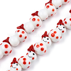 Chapelets de perles vernissées manuelles, bonhomme de neige, rouge foncé, 22x15x13mm, Trou: 1.5mm, Environ 25 pcs/chapelet, 19.29 pouce (49 cm)