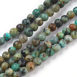 Natural African Turquoise(Jasper) Beads Strands, Round, 4mm, Hole: 1mm, about 86pcs/strand, 15 inch