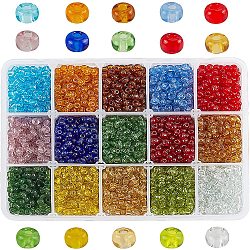 Perline semi di vetro, trasparente, tondo, colore misto, 6/0, 4mm, Foro: 1.5 mm, circa 22 g / colore, circa 3300 pc / scatola