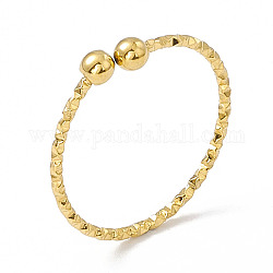 Ion Plating(IP) 304 Stainless Steel Round Ball Open Cuff Ring for Women, Real 18K Gold Plated, US Size 7 1/4(17.5mm)