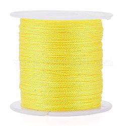 Polyester Braided Metallic Thread, for DIY Braided Bracelets Making and Embroidery, Yellow, 0.4mm, 6-Ply, about 54.68 yards(50m)/roll