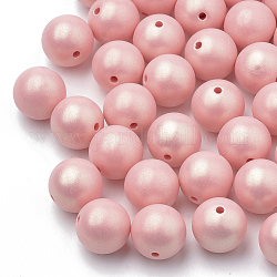 Perles acryliques de style peint par pulvérisation, caoutchouté, ronde, Saumon, 18mm, Trou: 2.5mm, environ 160 pcs/500 g