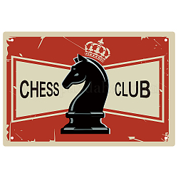 Creatcabin Chess Club Tin Signs Vintage Metal Wall Decor Decoration Art Mural Hanging Iron Painting for Home Garden Bar Pub Kitchen Living Room Office Garage Poster Plaque 12 x 8inch