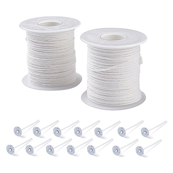 PandaHall Elite 2 Rolls 122m 2mm White Braided Wick Line Candle Wick with 100pcs Platinum Candle Wick Sustainer Tabs for Candle Making Candle DIY AJEW-PH0016-55