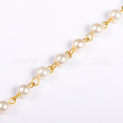 Wholesale Handmade Round Glass Pearl Beads Chains for Necklaces Bracelets  Making 