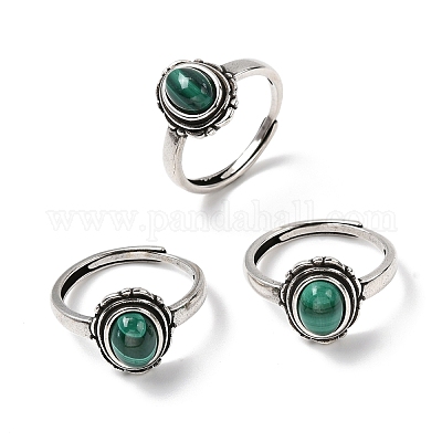Натуральные малахитовые пальцевые кольца&nbsp;RJEW-A084-08AS-08-1