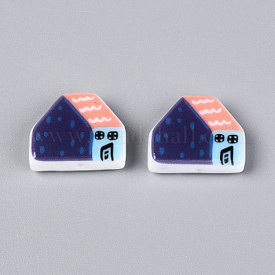 Печатные непрозрачные бусины из смолы&nbsp;RESI-N043-09B-04-1