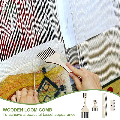 4шт набор деревянных гребней для плетения&nbsp;TOOL-WH0155-173-1