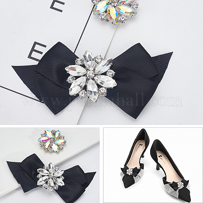 Bow Rhinestone Shoe Clips Detachable Women Shoe Accessories