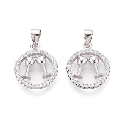 925 подвеска из стерлингового серебра с прозрачным микропаве и цирконием&nbsp;STER-T008-84P-1