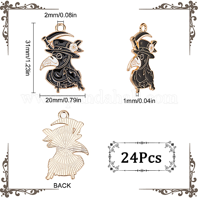 SUNNYCLUE 1 Box 24Pcs Gothic Charms Crow Charm Enamel Raven Beak Steampunk  Charms Halloween Black Bird Doctor Charm for Jewelry Making Charms Necklace  Bracelets Earrings Adult Craft DIY Supplies 