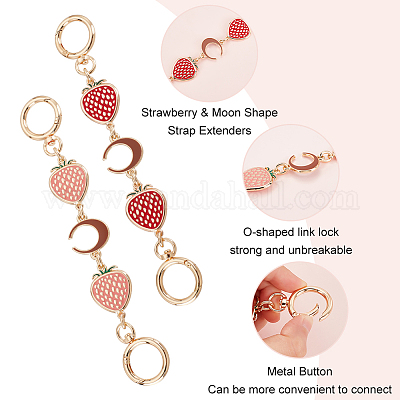  OLYCRAFT 2 Pcs 2 Style Strawberry Shaped Bag Extender Purse  Chain Strawberry Purse Chain Moon Shape Purse Chain Shoulder Belt Chain  Extender Charms Replacement Accessory for Purse Handbags 7.4 Inch