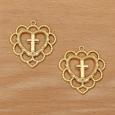 Anhänger aus hohlem Herz und Kreuz&nbsp;PW-WGAFC42-02-1