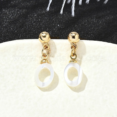 Овальные серьги-гвоздики из латуни EJEW-Z086-05G-1