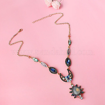 Wholesale Voguish Drop Alloy Rhinestone Pendant Necklaces - Pandahall.com