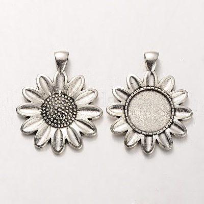 Тибетском стиле сеттинги цветка сплава подвеска кабошон PALLOY-J494-16AS-1