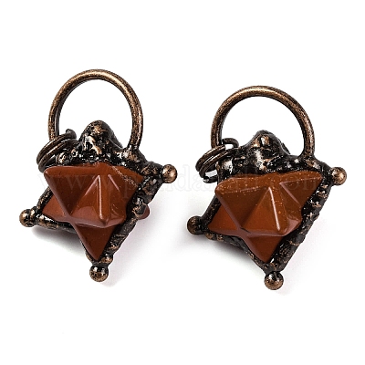 Подвески со звездами из натуральной красной яшмы Меркаба G-C144-02R-02-1