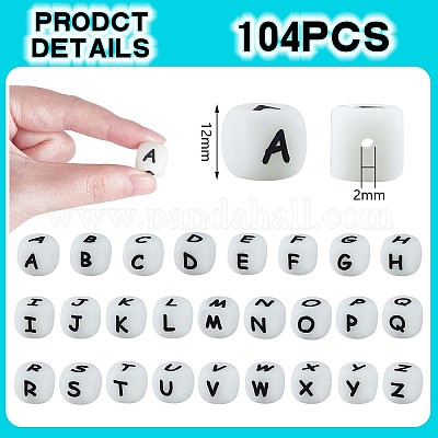 12mm Silicone Letter Beads, Diy Necklace Bracelet Jewelry, Cube Alphabet  Beads Square A-z