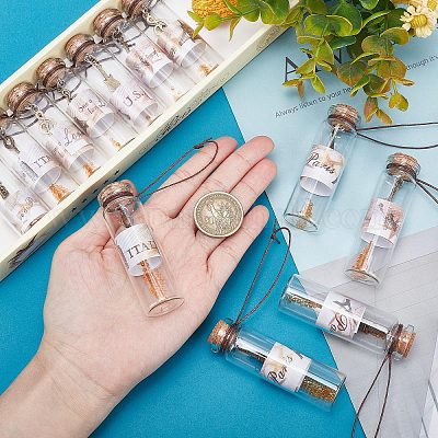 Wholesale CREATCABIN 12Pcs Transparent Glass Wishing Bottle with Plastic  Beads Metal Pendants Wood Cork Stoppers Tiny Glass Jars Decorations  Romantic Message Bottle Wedding Favors Christmas Valentines Day Gifts 