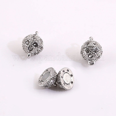 Овальные магнитные застежки из латуни со стразами и петлями KK-D507-B-11P-1