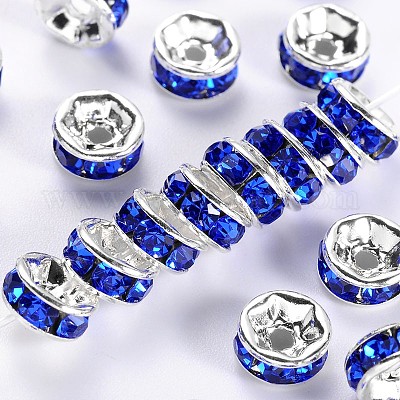 6MM Diameter Rhinestone Spacer Beads,Mixed Colors,Brass,Silver