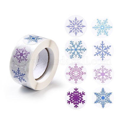 Christmas Themed Flat Round Roll Stickers, Self...