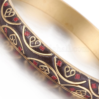 手作りの真鍮バングル インドネシア風 ココナッツブラウン 2 5 8インチ 6 65cm の通販 Jp Pandahall Com