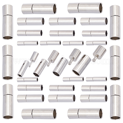 SUNNYCLUE 40 Sets 4 Size Brass Bayonet Clasps Column Push Clasps Buckle Mating Connectors Cord End Clasps Bayonet Clasps Connectors for Bracelets Necklaces Buckle Jewellery Making KK-SC0002-77-1