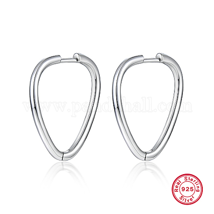 Rhodium Plated Platinum 925 Sterling Silver Hoop Earrings DU0168-1-1