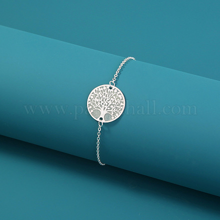 Luminous Alloy Tree of Life Link Bracelet with Brass Cable Chains LUMI-PW0001-100C-1