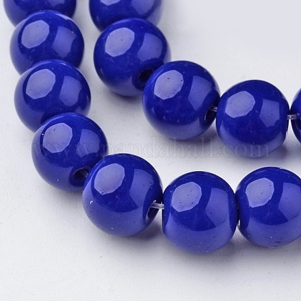 Opaque Solid Color Glass Beads Strands GLAA-D080-8mm-04-1