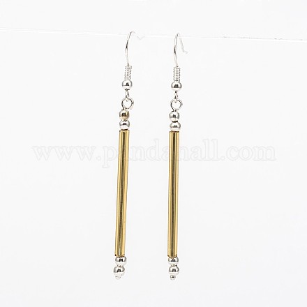 Trendy Glass Bugle Seed Beads Dangle Earrings EJEW-JE01464-1