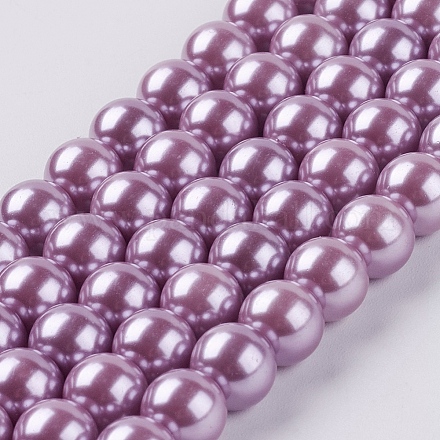 Brins de perles rondes en verre teinté écologique HY-A002-8mm-RB056-1