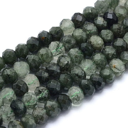 Natürlichen grünen Rutilquarz Perlen Stränge G-O170-64B-1
