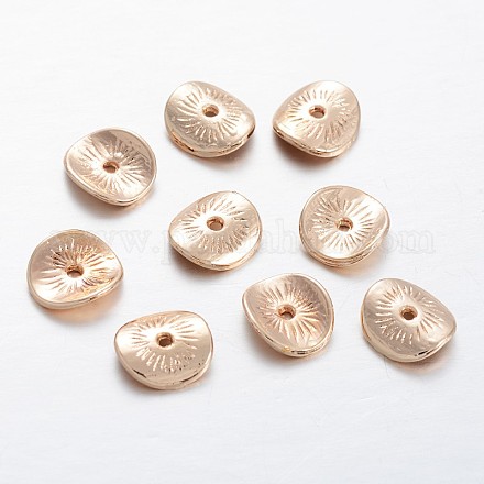Oval Light Gold Plating Alloy Wavy Spacer Beads PALLOY-M173-01-1