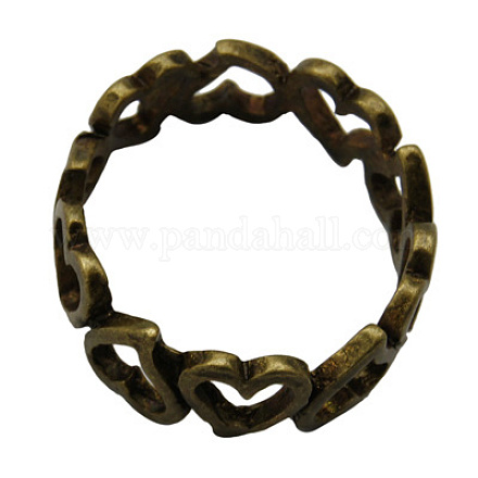Brass Heart Band Rings X-RJEW-H113-AB-1